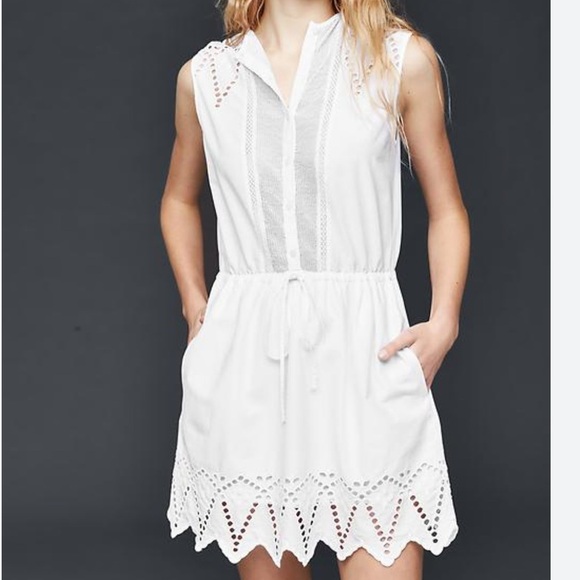 Gap White Eyelet and Mesh Shirtdress Large NWT - Picture 1 of 7